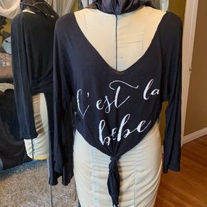 Bebe Soft Black Knit Dolman sleeve Top